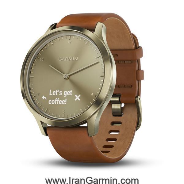 VivoMove HR Gold with Light Brown Leather Band